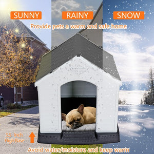 Segawe Cozy Pet Dog House Waterproof Dog House for Small to Medium Size Outdoor Grey