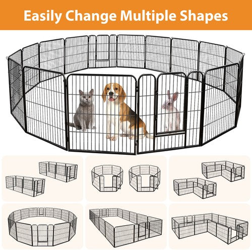 Segawe 32 Inch Heavy Duty Dog Playpen 16 Panels Exercise Pen Pet Fence Cage with Doors