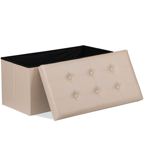 Segawe 30" Folding Storage Ottoman Footstools with Cover for Living Room Bedroom Beige
