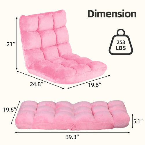 Segawe Adjustable Floor Chair Comfy Cushions Gaming Sofa Chiar Seat w/Back Support Pink