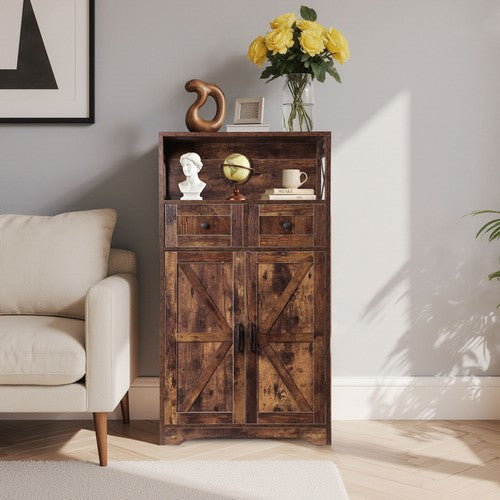 Segawe Bathroom Floor Cabinet w/ 2 Doors 2 Adjustable Shelves for Kitchen Rustic Brown
