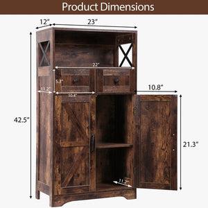 Segawe Bathroom Floor Cabinet w/ 2 Doors 2 Adjustable Shelves for Kitchen Rustic Brown