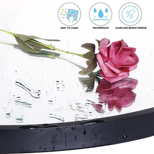 Segawe Black Round Mirror 30 inch Circle Mirror Metal Frame Wall Mounted Vanity Mirror