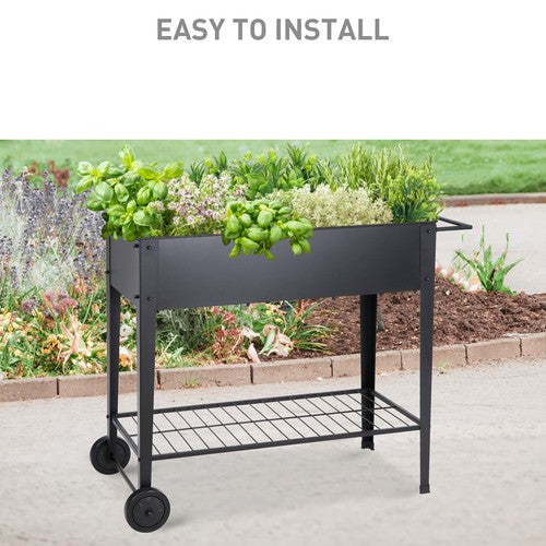 Segawe Raised Garden Bed Planter Box Outdoor on Wheels for Flower Herbs with Shelf