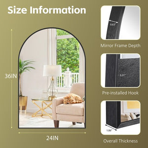 Segawe 24"x36" Arch Bathroom Mirror Wall Mounted Vanity Metal Frame Mirror for Bedroom