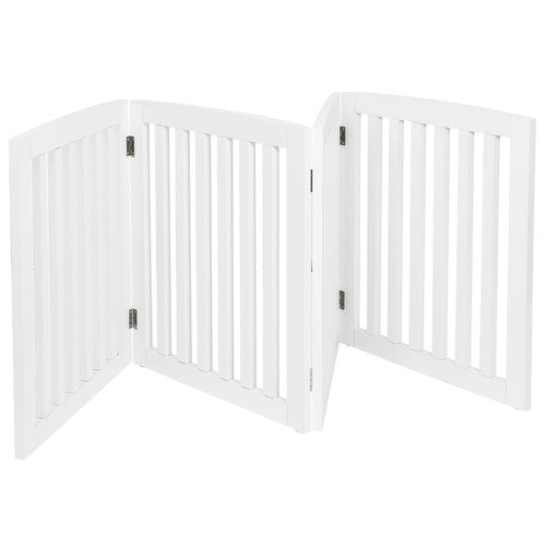 Segawe Wooden Dog Gate Pet Fence 24"H Baby Playpen 4 Panel Folding Free Standing Indoor