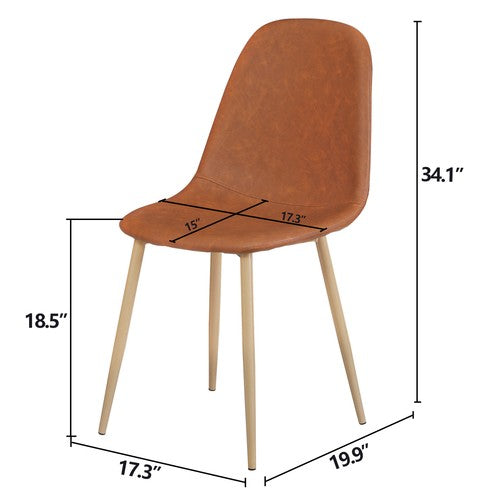 Segawe 2PCS Dining Chairs PU Leather Seat Back Metal Legs for Kitchen Dinning Room