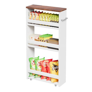 Segawe 4 Tier White Slim Storage Cart w/ Handle Slide Out Storage Rolling Utility Cart