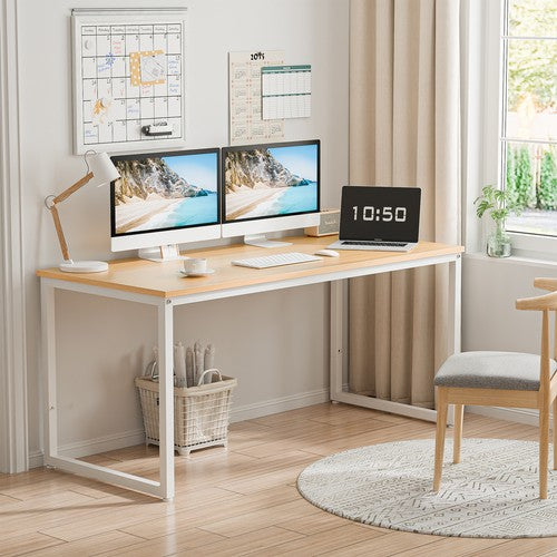 Segawe 55" Large Computer Desk Writing Desk Natural Study Office Desk Corner Table