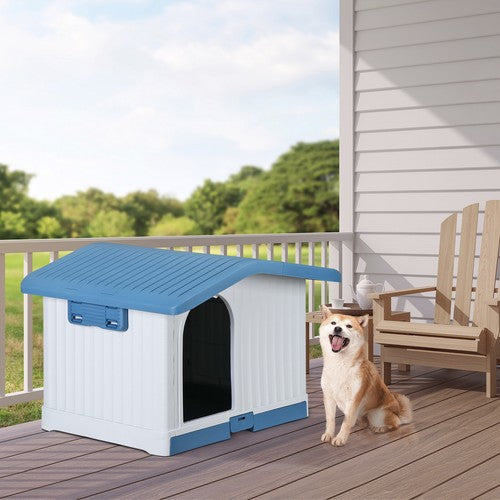 Segawe Large Plastic Dog House Indoor Outdoor Dog Kennel Waterproof Puppy Shelter Blue