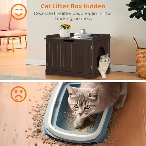 Segawe Cat Litter Box Enclosure Furniture Cat Washroom Hidden Litter Box Cabinet Coffee