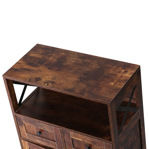 Segawe Bathroom Floor Cabinet w/ 2 Doors 2 Adjustable Shelves for Kitchen Rustic Brown