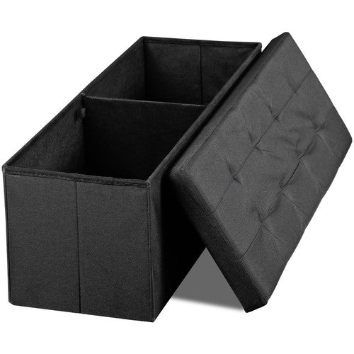 Segawe 43Inch Folding Ottoman Storage Bench Chest Footrest Long Box w/Padded Seat Black