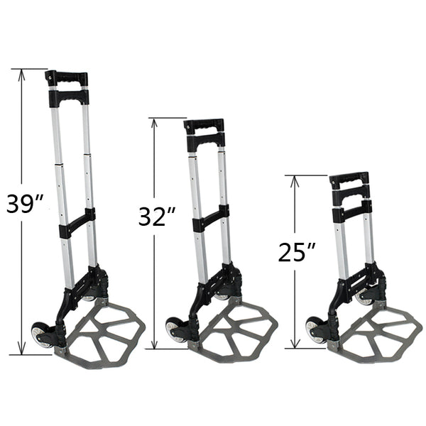 Segawe 176 lbs Folding Aluminium Cart Luggage Trolley Hand Truck with Black Bungee Cord