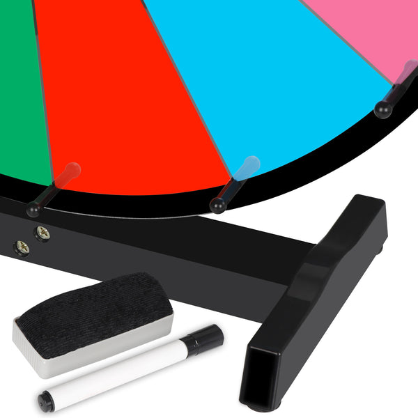 Segawe 24 Inch Tabletop Editable Dry Erase Color Prize Wheel 14 Slot Fortune Spinning Game