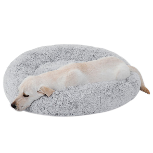 Segawe 30"x30" Grey Shaggy Fluffy Pet Bed Dog Cat Donut Cuddler Cushion Mats Machine