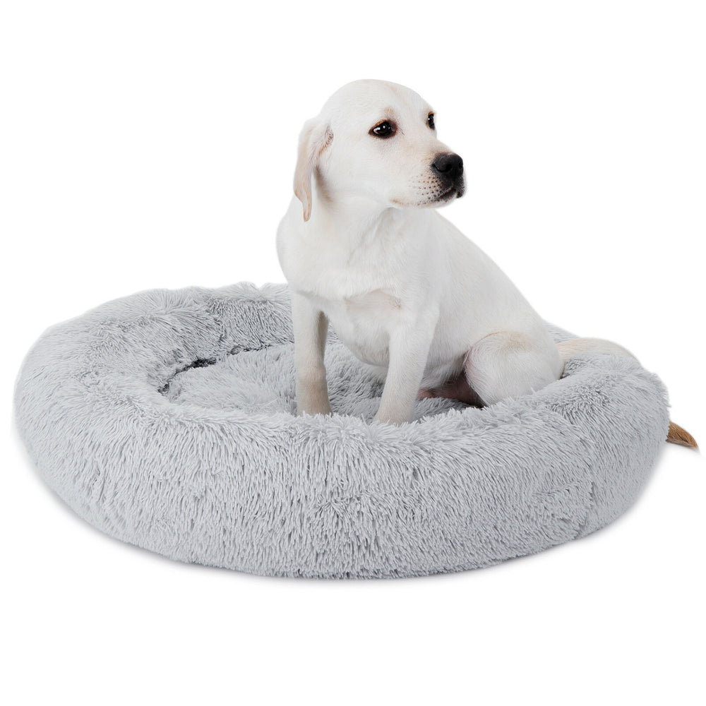 Segawe 30"x30" Grey Shaggy Fluffy Pet Bed Dog Cat Donut Cuddler Cushion Mats Machine