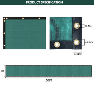 Segawe 6ft x 50 Privacy Fence Screen Garden Yard Windscreen Mesh Shade Cover Green