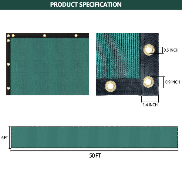 Segawe 6ft x 50 Privacy Fence Screen Garden Yard Windscreen Mesh Shade Cover Green