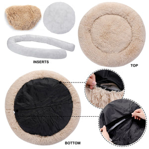 Segawe 30"x30" Shaggy Fluffy Pet Bed Dog Cat Donut Cuddler Cushion Mats Machine