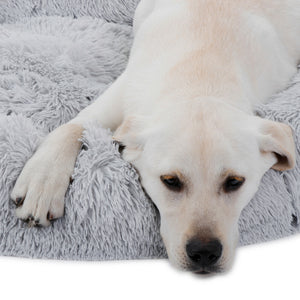 Segawe 30"x30" Grey Shaggy Fluffy Pet Bed Dog Cat Donut Cuddler Cushion Mats Machine