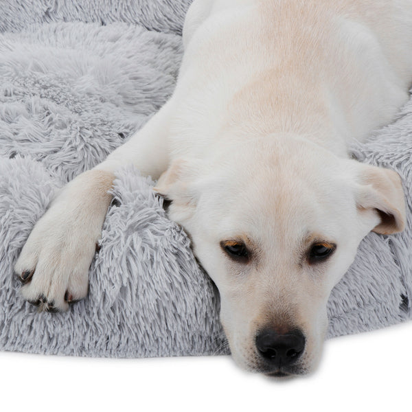 Segawe 30"x30" Grey Shaggy Fluffy Pet Bed Dog Cat Donut Cuddler Cushion Mats Machine