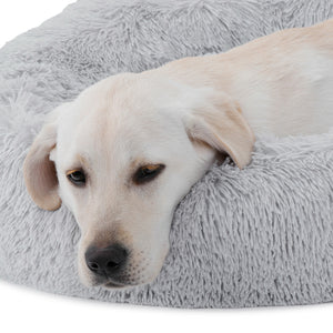Segawe 30"x30" Grey Shaggy Fluffy Pet Bed Dog Cat Donut Cuddler Cushion Mats Machine