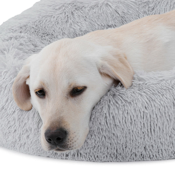 Segawe 30"x30" Grey Shaggy Fluffy Pet Bed Dog Cat Donut Cuddler Cushion Mats Machine