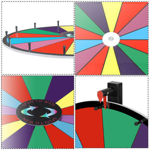 Segawe 24 Inch Tabletop Editable Dry Erase Color Prize Wheel 14 Slot Fortune Spinning Game