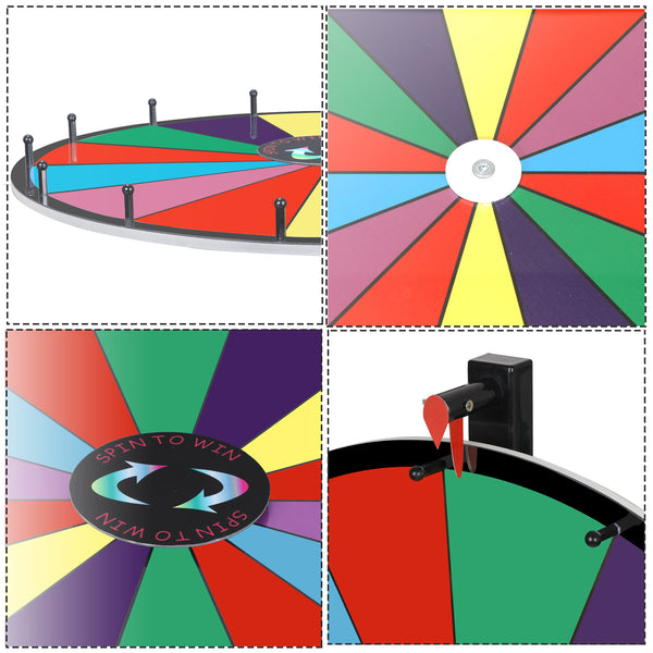 Segawe 24 Inch Tabletop Editable Dry Erase Color Prize Wheel 14 Slot Fortune Spinning Game