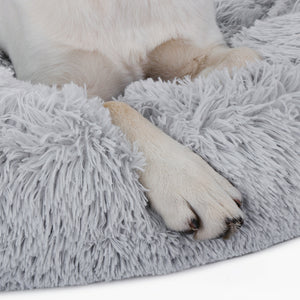 Segawe 30"x30" Grey Shaggy Fluffy Pet Bed Dog Cat Donut Cuddler Cushion Mats Machine