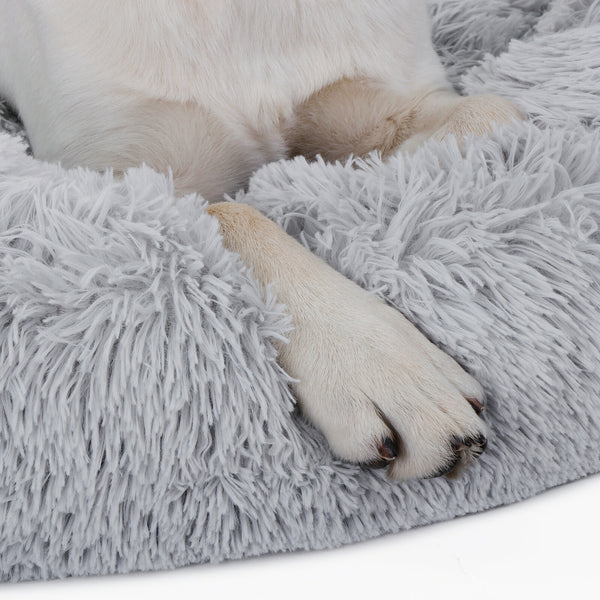 Segawe 30"x30" Grey Shaggy Fluffy Pet Bed Dog Cat Donut Cuddler Cushion Mats Machine