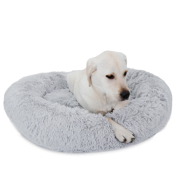 Segawe 30"x30" Grey Shaggy Fluffy Pet Bed Dog Cat Donut Cuddler Cushion Mats Machine
