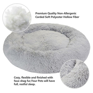 Segawe 30"x30" Grey Shaggy Fluffy Pet Bed Dog Cat Donut Cuddler Cushion Mats Machine