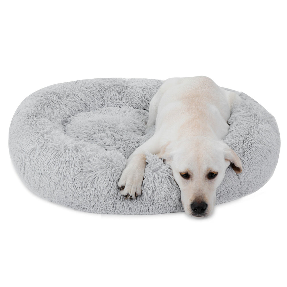 Segawe 30"x30" Grey Shaggy Fluffy Pet Bed Dog Cat Donut Cuddler Cushion Mats Machine