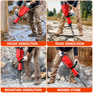 Segawe 2200W Heavy Duty Electric Demolition Jack Hammer Concrete Breaker Drills w/Case, Gloves 2 Chisel 2 Punch Bit Set