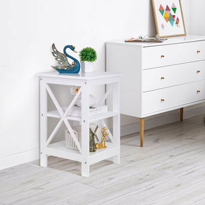 Segawe End Table Sofa Side End Storage Shelf White Stand Living Room Bedroom Furniture
