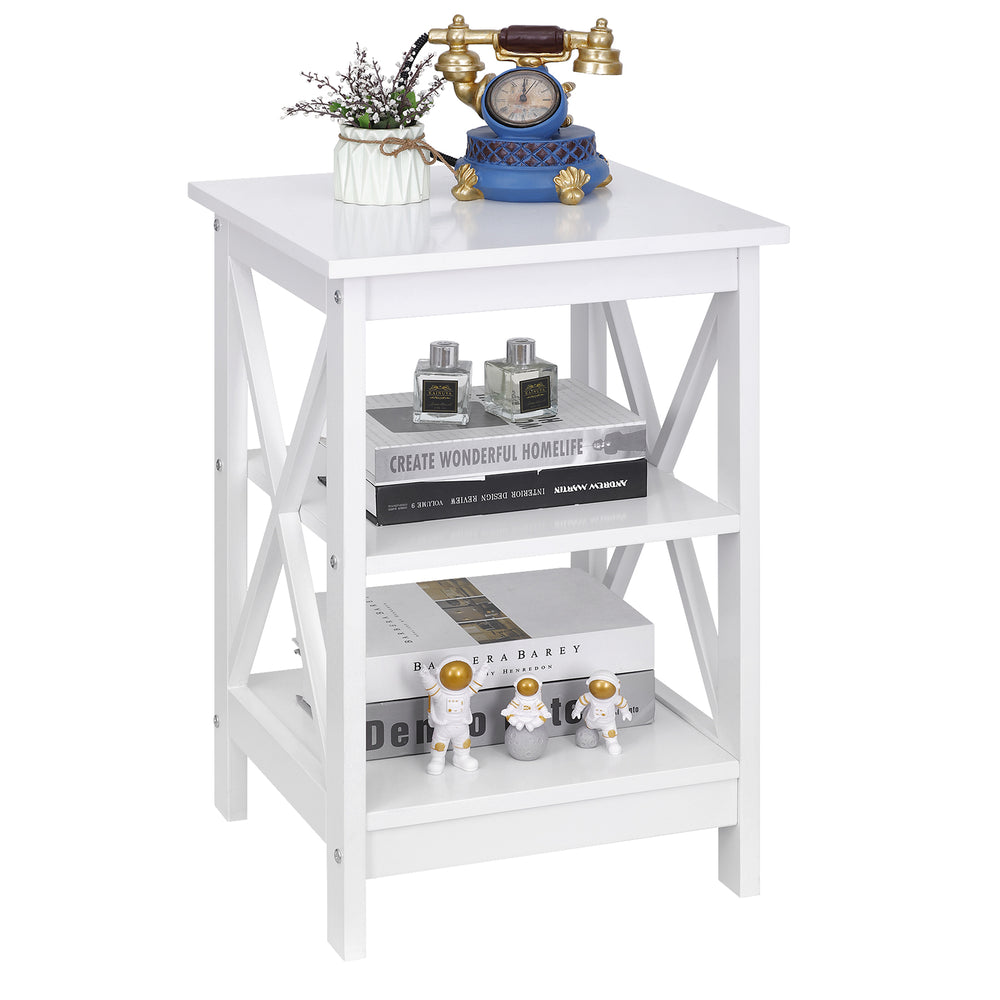 Segawe End Table Sofa Side End Storage Shelf White Stand Living Room Bedroom Furniture