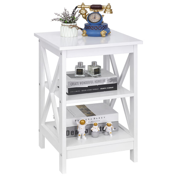 Segawe End Table Sofa Side End Storage Shelf White Stand Living Room Bedroom Furniture