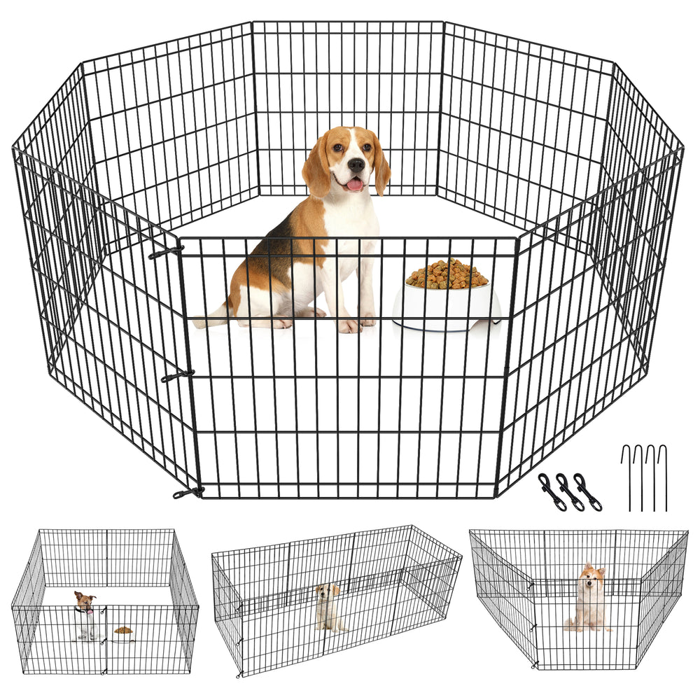 Segawe 24 Inch Dog Playpen 8 Panels Tall Large Crate Fence Pet Puppy Pen Exercise Cage