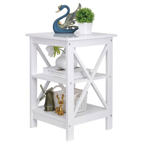 Segawe End Table Sofa Side End Storage Shelf White Stand Living Room Bedroom Furniture