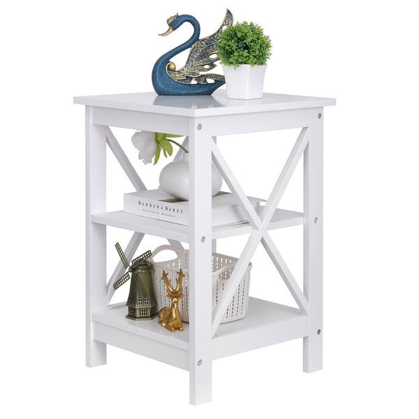 Segawe End Table Sofa Side End Storage Shelf White Stand Living Room Bedroom Furniture