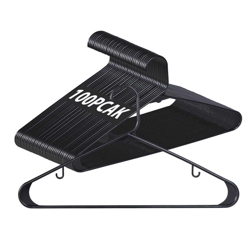 Segawe 100PCS Non-Slip Clothes Hangers Durable Plastic Hangers for Skirt Suit Black