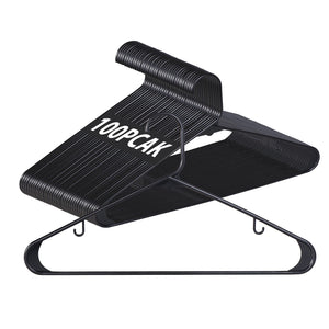 Segawe 100PCS Non-Slip Clothes Hangers Durable Plastic Hangers for Skirt Suit Black