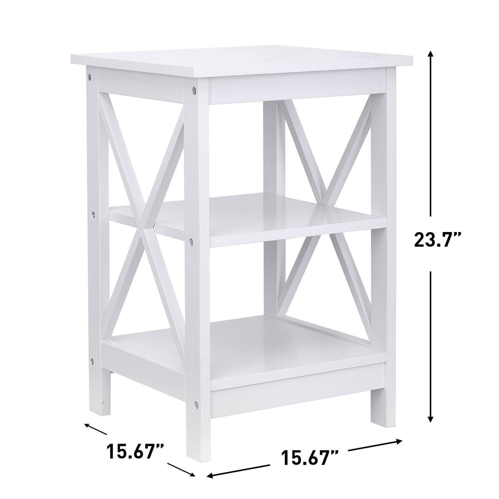Segawe End Table Sofa Side End Storage Shelf White Stand Living Room Bedroom Furniture