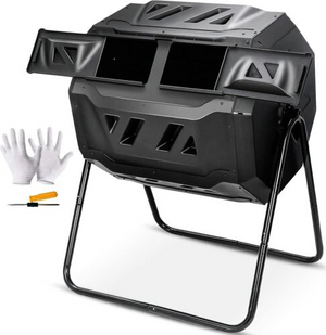 Segawe Chambers Composting Tumbler 43 Gallon Dual Outdoor Gardening Large Compost Bin