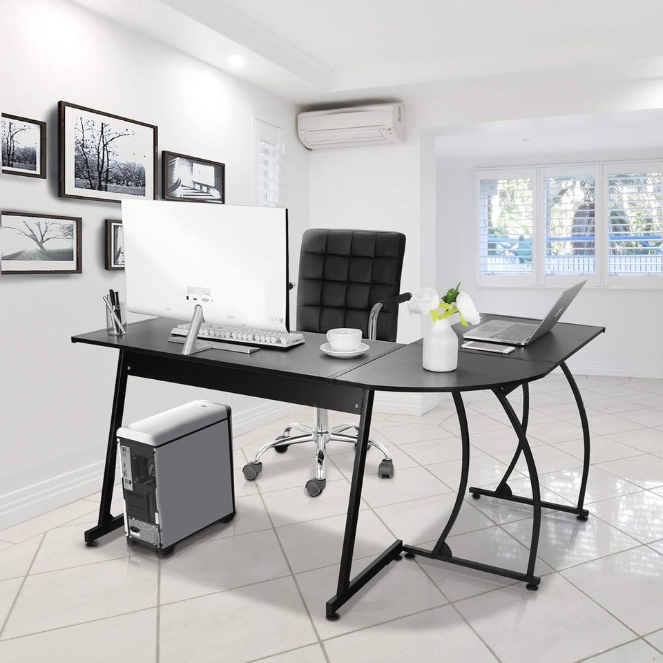 Segawe 58" Computer Gaming Laptop Table L Shaped Desk Workstation Home Office Desk